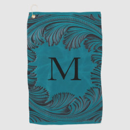 Blauwgroen Handgemaakte Faux Leather Westerne Bloe Golfhanddoek