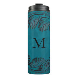 Blauwgroen Handgemaakte Faux Leather Westerne Bloe Thermosbeker