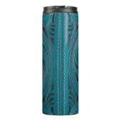 Blauwgroen Handgemaakte Faux Leather Westerne Bloe Thermosbeker (Achterkant)