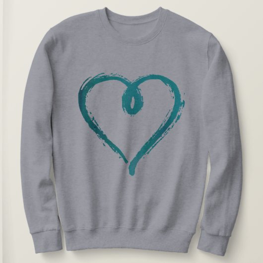Blauwgroen handgeschreven heart Sweatshirt (Design voorkant)