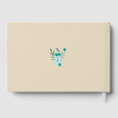 Blauwgroen handgetekende bloemen, bruiloft gastenboek (Achterkant)