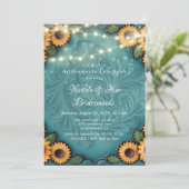 Blauwgroen Handleer Zonnebloem Bruidsmeisjes Lunch Kaart (Staand voorkant)