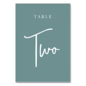 Blauwgroen handscripttabel TWO Kaart (Voorkant)