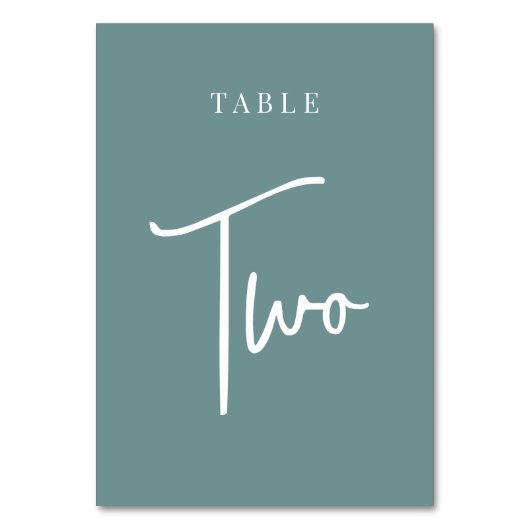 Blauwgroen handscripttabel TWO Kaart (Voorkant)