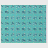 Blauwgroen Happy Birthday Wrapping Paper Cadeaupapier (Vlak)