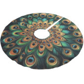 Blauwgroen harde pastels tekenen pauwenveren kerstboom rok (Gekanteld)