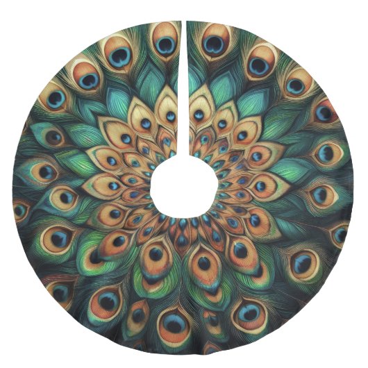 Blauwgroen harde pastels tekenen pauwenveren kerstboom rok (Voorkant)