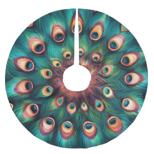 Blauwgroen harde pastels tekenen pauwenveren kerstboom rok