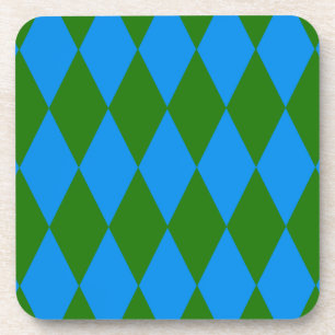Blauwgroen Harlekijn Geruit Ontwerp Bier Onderzetter