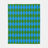 Blauwgroen Harlekijn Geruit Ontwerp Fleece Deken (Voorkant)