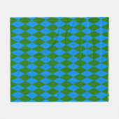 Blauwgroen Harlekijn Geruit Ontwerp Fleece Deken (Voorkant (Horizontaal))