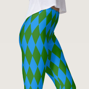 Blauwgroen Harlekijn Geruit Ontwerp Leggings