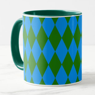Blauwgroen Harlekijn Geruit Ontwerp Mok