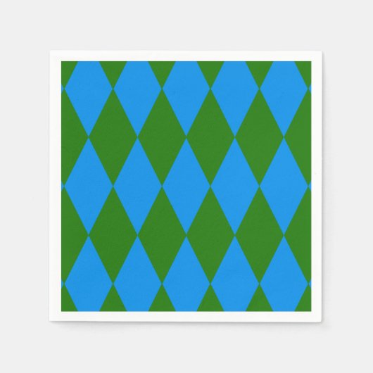 Blauwgroen Harlekijn Geruit Ontwerp Servet (Voorkant)