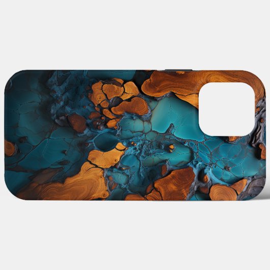 Blauwgroen hars en Burl Wood Design Case-Mate iPhone Case (Achterkant (horizontaal))