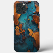 Blauwgroen hars en Burl Wood Design Case-Mate iPhone Case (Achterkant)
