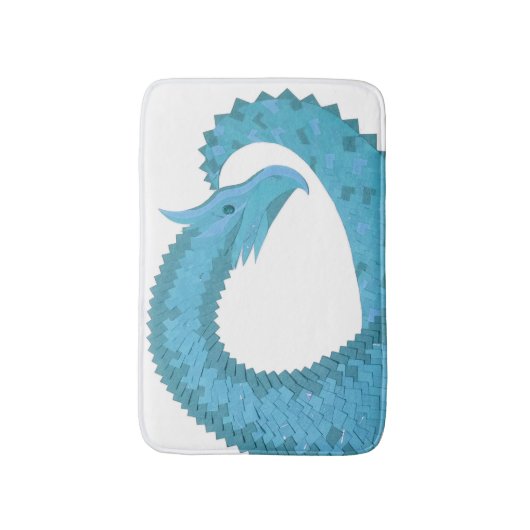 Blauwgroen hart draak wit badmat (Voorkant Verticaal)