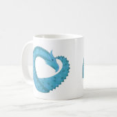 Blauwgroen hart draak wit koffiemok (Voorkant links)