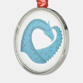 Blauwgroen hart draak wit metalen ornament (Links)