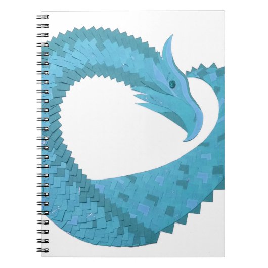 Blauwgroen hart draak wit notitieboek (Voorkant)