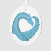 Blauwgroen hart draak wit ornament (voorkant)