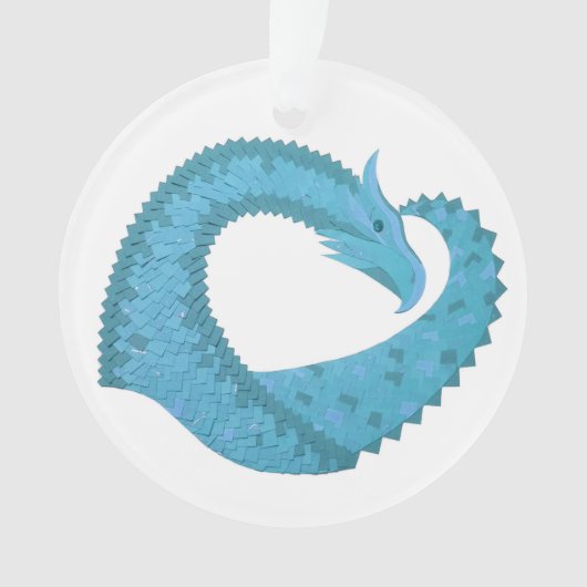 Blauwgroen hart draak wit ornament (voorkant)