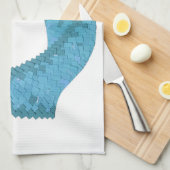 Blauwgroen hart draak wit theedoek (Quarter Fold)
