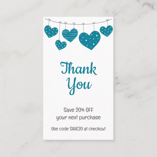 Blauwgroen hart Garland Korting Kaart (Voorkant)