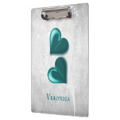 Blauwgroen hart gepersonaliseerd klembord (Links)