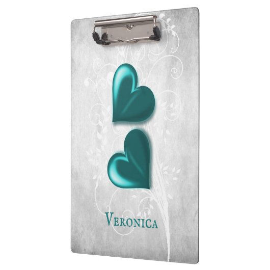 Blauwgroen hart gepersonaliseerd klembord (Links)