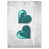 Blauwgroen hart gepersonaliseerd klembord (Achterkant)