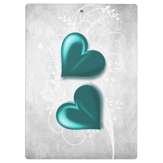 Blauwgroen hart gepersonaliseerd klembord (Achterkant)