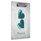 Blauwgroen hart gepersonaliseerd klembord (Rechts)