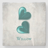 Blauwgroen hart Persoonlijk Stone Onderzetter (Voorkant)