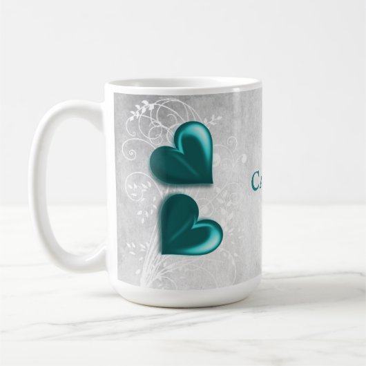 Blauwgroen hart Persoonlijke koffie-Mok Koffiemok (Links)