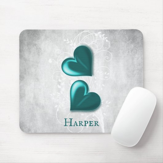Blauwgroen hart Persoonlijke Muismat (Met muis)