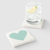 Blauwgroen hart stenen onderzetter (Zijkant)