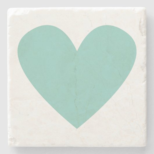 Blauwgroen hart stenen onderzetter (Voorkant)