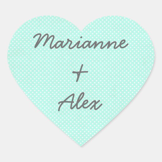 Blauwgroen Hart Stickers Koppels Huwelijksgunsten (Voorkant)