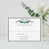 Blauwgroen hart zwarte zwemmen RSVP (Staand voorkant)