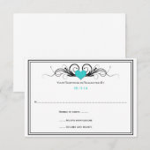 Blauwgroen hart zwarte zwemmen RSVP (Voorkant / Achterkant)