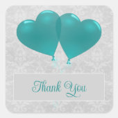 Blauwgroen hartballonnen bruiloft Dank je Vierkante Sticker (Voorkant)