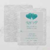 Blauwgroen hartballonnen bruiloft RSVP-kaart RSVP Kaartje (Voorkant / Achterkant)