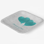 Blauwgroen hartballonnen Weduwingshower Borden Papieren Bordje (Gebogen)