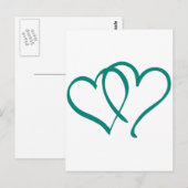 Blauwgroen harten briefkaart (Voorkant / Achterkant)