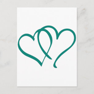 Blauwgroen harten briefkaart