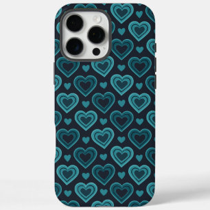 Blauwgroen harten iPhone 16 pro max hoesje