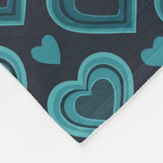 Blauwgroen harten fleece deken (Hoek)