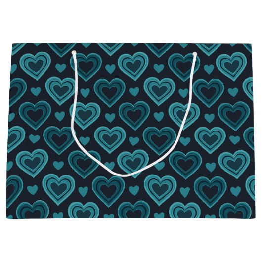 Blauwgroen harten groot cadeauzakje (Voorkant)