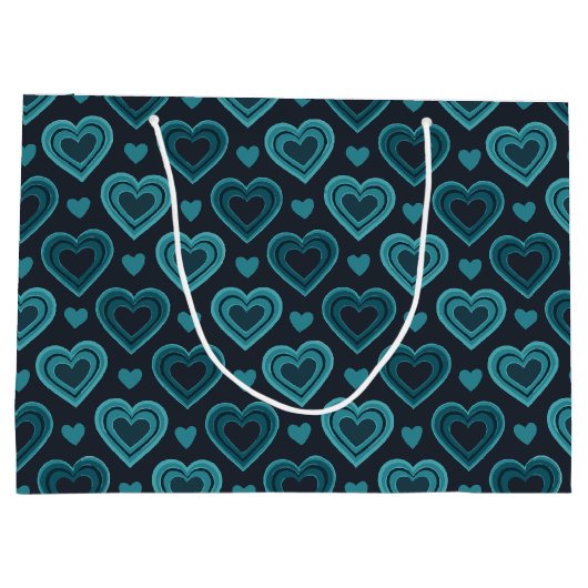 Blauwgroen harten groot cadeauzakje (Achterkant)